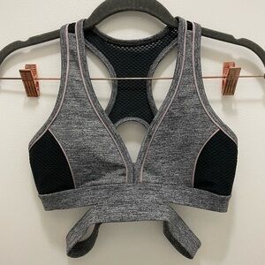 Gray and Black Women's Sports Bra